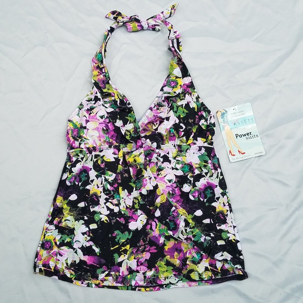 SPANX Love your Assets Ruffle Tankini Top Sz S